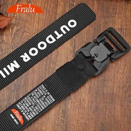 FRALU New Military Equipment Combat Tactical Belt for Men Us Army Training Nylon Magnetic Buckle Waist Belt Outdoor Hunting Belt