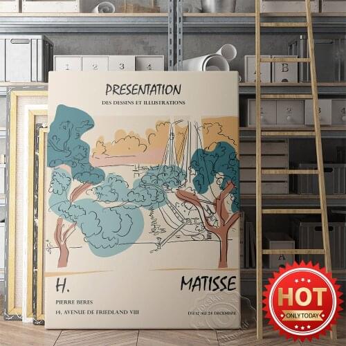 Henri Matisse Museum Exhibition Poster, Matisse Scenery Colors Illustration, Minimalism Art Prints, Vintage Landscape Home Decor