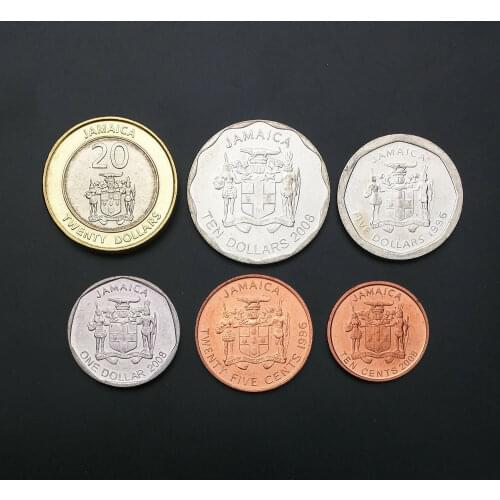 Jamaica 6pcs Set 1996-08 Issuing Coins Original Coin 100% Real Unc