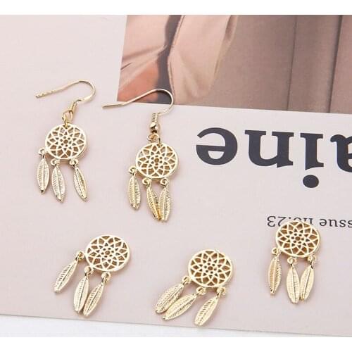 2pcs copper plated dream catcher tassel statement Earrings for Women simple earrings ear clip DIY handmade accessories material