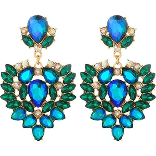 ZHINI New Trendy Elegant Colorful Crystal Big Earrings for Women Boho Personality Gold Color Dangle Drop Earring 2021 brincos