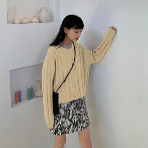 Women Knitting Sweaters O-Neck Long Sleeve Single Breasted New Sweet Student Casual Femme Cardigans Sweatar Outerwear