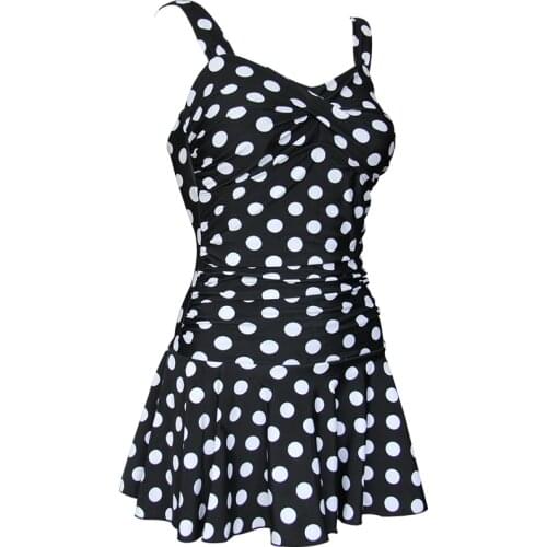 July Sand Retro Dot Printed Swimsuit Women One Piece Swimsuit Summer Swimwear Dress Beachwear 1391