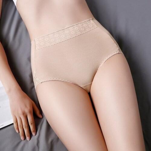 Women Cotton Sexy Lace Flower Millde Waist Breathable Underwear Panties High Elasticity Elegant Female Seamless Calcinha Breifs
