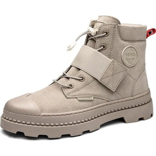 2020 Men Winter Boots Fashion Leather Boots Men Autumn Winter Snow Casual Shoes Men Outdoor Light Ankle Antislip Warm YXYT