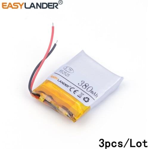 3pcs /Lot 652525 380mah 3.7v lithium Li ion polymer rechargeable battery Bluetooth machine learning machine electronic clock