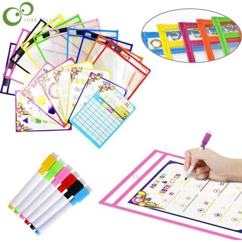 5/8/10pcs/set PVC PET Writing Dry Wipe Bag Drawing Toy For Kids Children Adult Transparent Dry Brush Bag Can Be Reused WYW