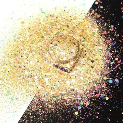 50g Holographic Nail Glitter Sequins Mixed Hexagon Shape Chunky Silver Laser Sparkly Flakes Slices Manicure Nails Sequins HMD