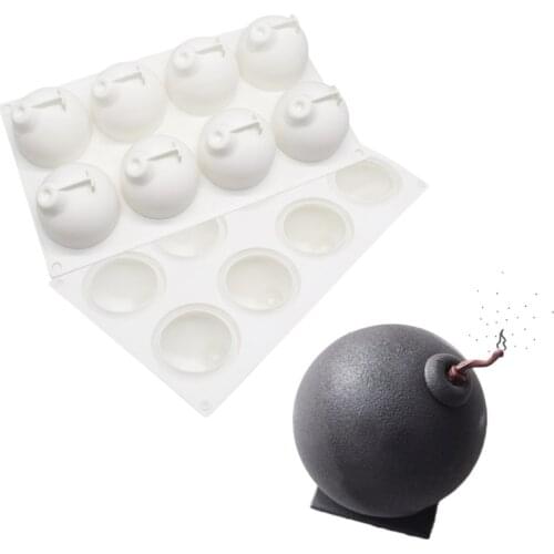 8 Cavity Bomb Shape Silicone Mousse Cake Mould Bomb Mousse Mold Dessert Cake Mould Cake Decoration Tools Cake Tools