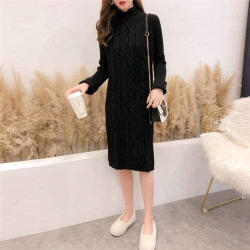 AECU Women Sweater Dress Bodycon Turtleneck Women Jumper Dresses Knitted Striped Female Solid Vestidos Winter Sweater Pullover