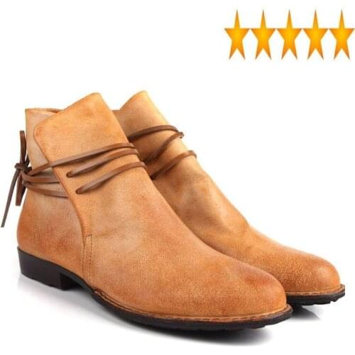 Ankle Mens Harajuku Casual Lace Up Flats Shoes Male Genuine Leather Boots Slip On Breathable Cowboy Botas Hombre