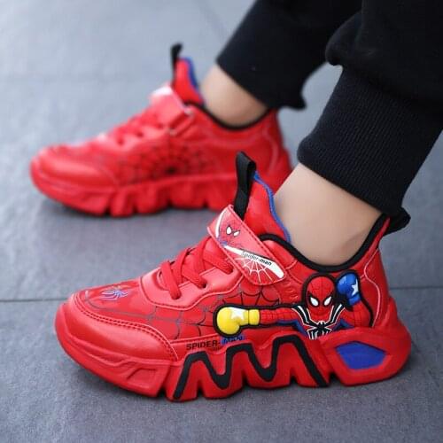 Disney Spring Winter Children Shoes Boys Sneakers PU Leather waterproof Girls Spiderman Kids Teen Casual Run Sports Shoes 26-37