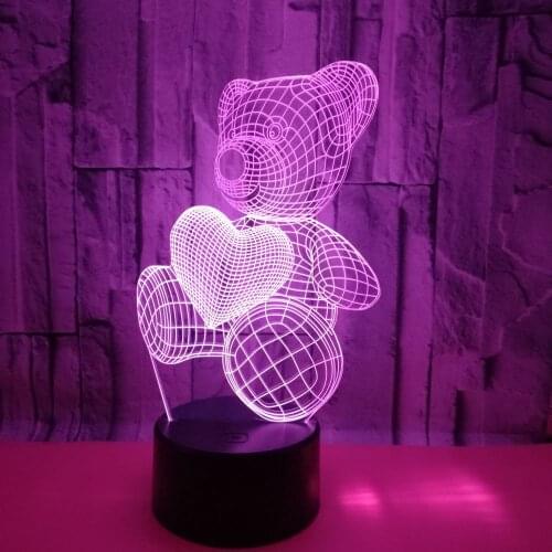Hot Selling Loving Bear 3d Lamp Colorful Gradual Nightlight Led Touch Gift 3d Vision Table Lamps For Living Room Desk Lamp