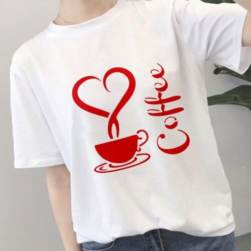Love coffee printed 2019 New t shirt women fashion Short Sleeve t-shirt White Thin section hipster Tshirt female Tops clothing