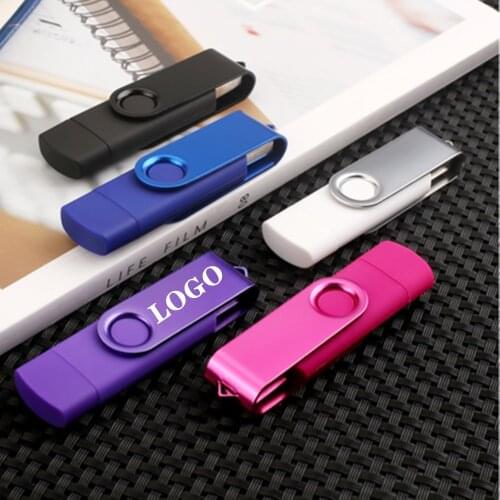 Metal PenDrive OTG 3IN 1 Type-C Usb Flash Drive 16G 32G 4G 64GB Usb Stick Pen Pen Drive USB 2.0 Memory Free Logo Gift