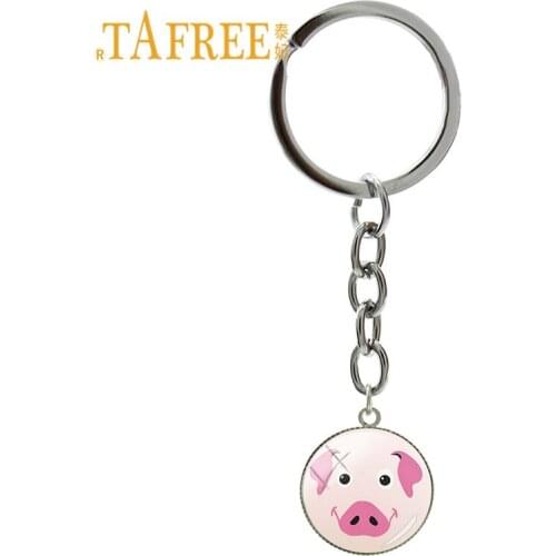 TAFREE Lovely Mini Pig Keychain Keyrings Charming Kids Toys Pig Key Chain Holder Trinket Child Gift Jewelry PG01