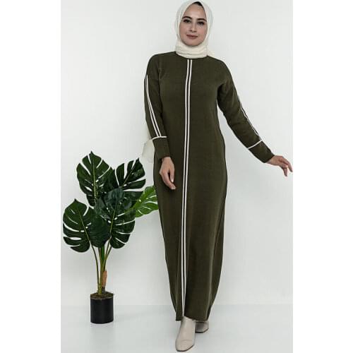 Önü Çizgili Balıkçı Elbise standart beden 3 renk Müslüman Abaya Giyim Elbise