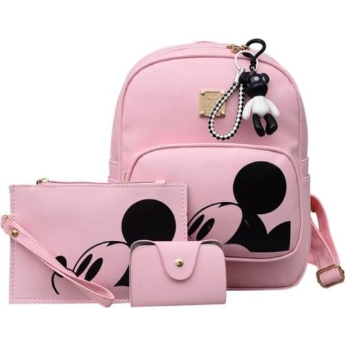 Hot Disney Mickey Mouse Women Bags Fashion Minnie Girl Shopping Bags Large Capacity Personality PU Canvas Bag Best Gifts