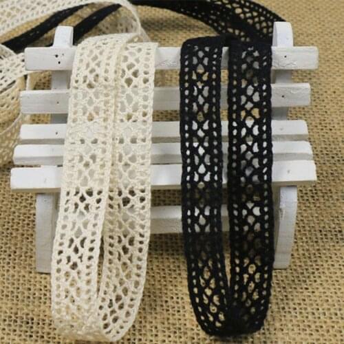 New Hollow Lace Ribbon Cotton 10 Yards/Lot Black White 1.8CM Width Soluble Lace Trimming Edging Decoration Sewing Accessories