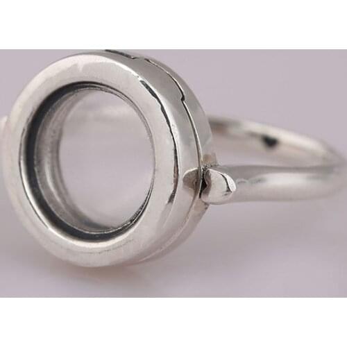 Genuine 925 Sterling silver Floating Locket Rings European Jewelry Not Include Petite Charm Original