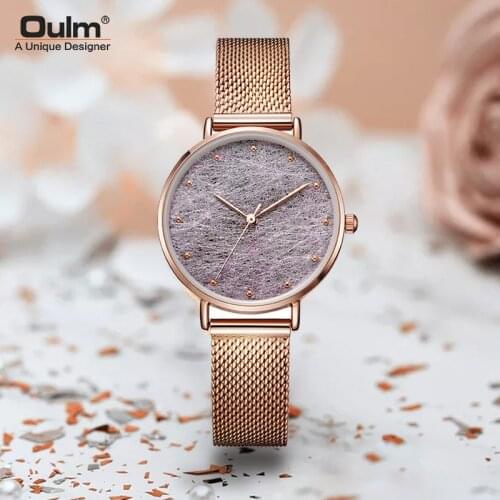 Oulm Ultra Thin Silk Star Womens Watch Steel Band Fashion Quartz Watch Popularsales with Free Shipping Clearance Sale