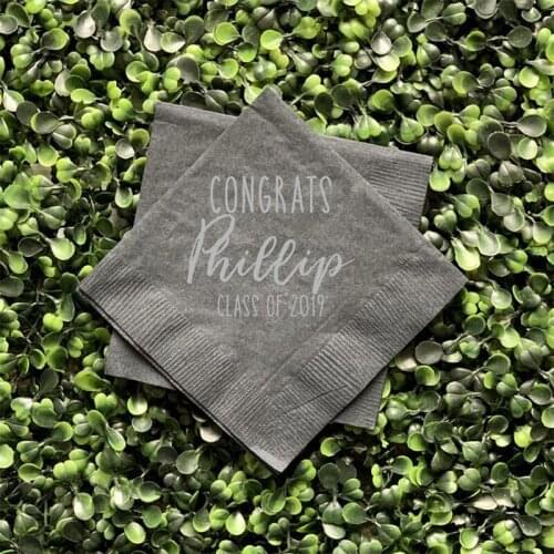 Personalized Congrats Graduation Napkins, Graduation Party, Custom Graduation Napkins, Class of, Graduation Cap, Congrats Grad