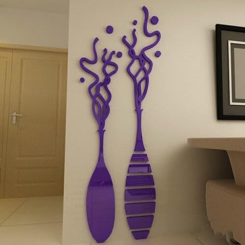 Pop Art DIY Wall stickers colorful 3D living room Flower double bottle stickers acrylic crystal Three-dimensional sticker
