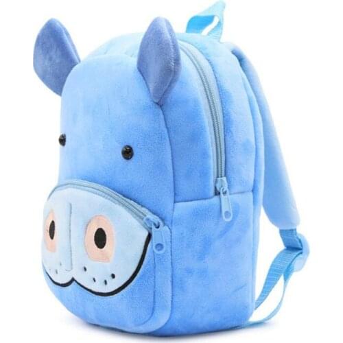 2-4 Years Plush Hippo Kids Backpack Children Students Bag For Girls Boys Rucksack