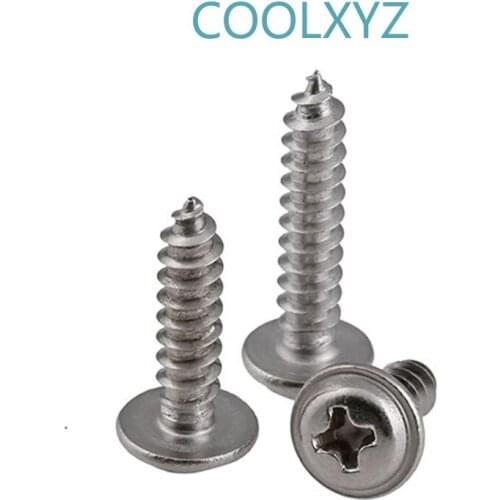 Cross Round Head With Pan Self Tpping Screws PWA 304 Stainless Steel Philips Pan Headv with Gasket Wood Screw M2M3 10pcs