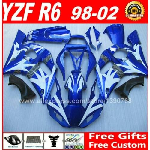 Blue white fairings fit for YAMAHA R6 1998 1999 2000 2001 2002 plastic parts 98 99 00 01 02 fairing kits