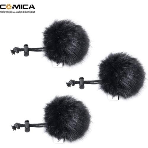 Comica Wind Muff CVM-MF1 Outdoor Furry Microphone Windscreen Deadcat for Clip on Lavalier Lapel Microphone(3 Pack)