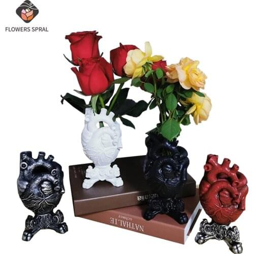 Nordic Style Anatomical Heart-Shaped Vase Dried Flower Vase Sculpture Desktop Vase Home Decoration Ornament Gift