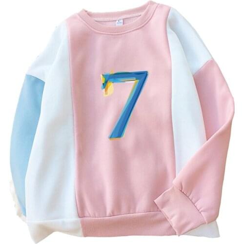 Kpop Hoodies Women Autumn Winter Fleece Spell Color Splicing Sweatshirt Casual Korean Bangtan Boys 7 Printed Pullover Streetwear