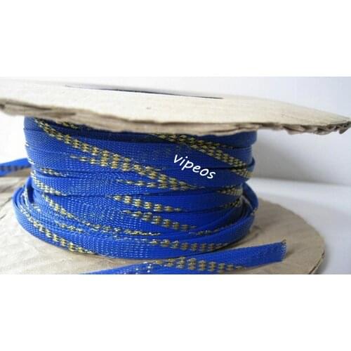 10Meter Braided Cable 6-10mm Wiring Harness Loom Protection/Sleeving - Blue&Gold for DIY cable