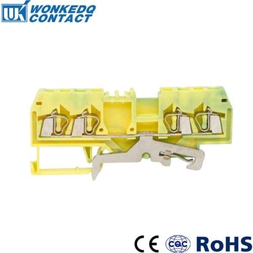Ground Terminal block 280-837 Din Rail Wire conductor Spring Cage Connection Terminal Blocks 4 Conductor through 10pcs