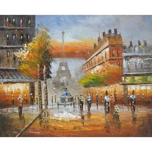 100% Hand-painted Oil Painting on Canvas Palette Knife paris Scenery Painting Home Decoration Art Wall Picture