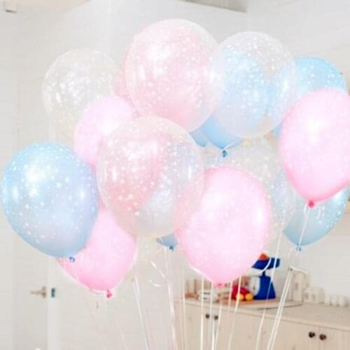 12pcs 12 Inch Stars Printed Pearl Latex Balloons Pink Blue Transparent Balloon for Wedding Birthday Party Baby Shower Decoration
