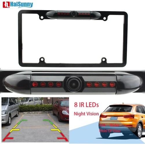 170 View Angle Car Rearview Back up Reverse Parking Camera With US License Plate Frame 8 IR LEDs Night Vision Cam