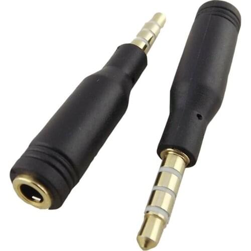 2x 3.5mm 4 Pole Male To Female Jack Audio AUX Phone Headset Converter Adapter Straight Black