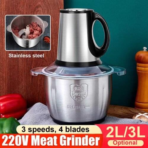 3 Speeds 2L 3L Electric Chopper Meat Grinder Stainless Steel Mincer Food Processor Kitchen Slicer Egg Beater Garlic Vegetable