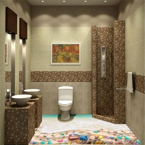 Beibehang 3D floor painting mural sea beach color marine organisms non-slip waterproof thickened self-adhesive PVC Wallpaper