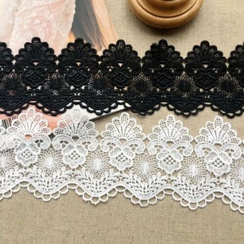 5yard/Lot 8.5cm wide white black water soluble embroidered polyester lace DIY lace trim garment accessories lace fabric