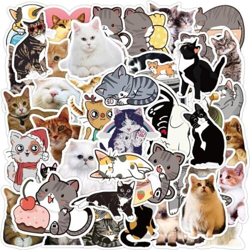 50PCS Cute Cats Animal Graffiti Sticker Mixed Style Toys for Suitcase Laptop Bike Luggage Car Scooter Skateboard Sticker F3