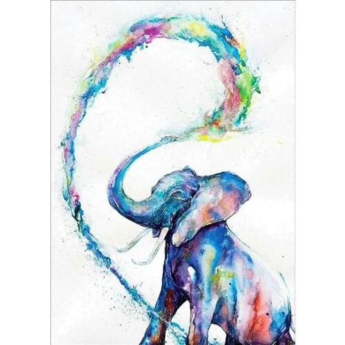 5DDIY Diamond Painting Full Circle Diamond Animal Elephant Figure Round Diamond Embroidery Mosaic Pattern Home Decoration