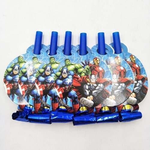 6 pcs/set Avengers blowouts baby shower party noise makers birthday party supplies Cartoon Funny Whistles Children Birthday toys
