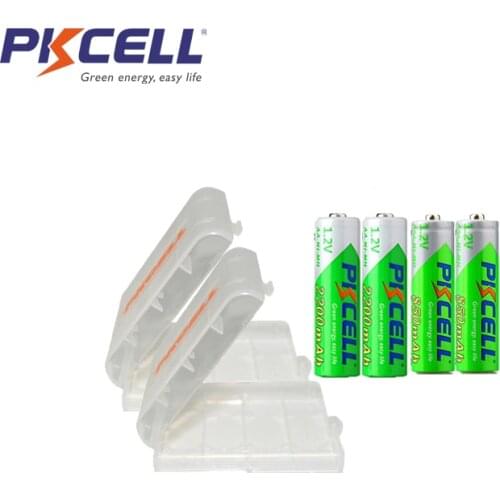 PKCELL Rechargeable Batteria NIMH AA Precharged nimh Batteries aa 2200mAh 2PCS And AAA 850mAh 2Pcs With 1Pc Battery Box 2a aaa