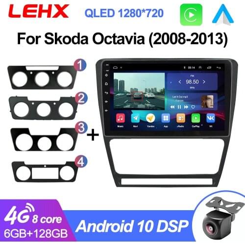 LEHX Car Android 9.0 2G RAM Car Radio Multimedia Video Player For SKODA Octavia 2 2008 2009-2013 Navigation GPS RDS 2 din dvd