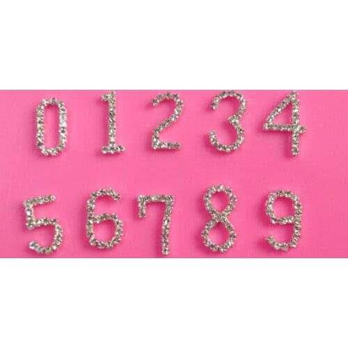 Free shipping pretty 21mm number rhinestone button 100PCS/Lot(BTN-5426)