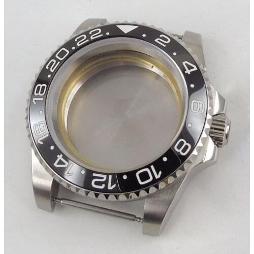 40mm Insert Ceramic Black Bezel Watch Case Sapphire Glass Solid/Seeing CaseBack Fit NH35A MIYOTA 8215 MOVEMENT