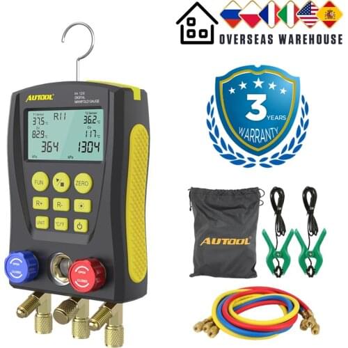 AUTOOL Air Conditioning Tool Manifold Digital Vacuum Gauge for Refrigeration HVAC Vacuum Pressure Temperature Tester PK Testo